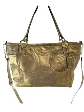 Coach Gold Inlaid Op Art Handbag 14833 Tote Crossbody